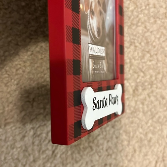 NEW DOGGY CHRISTMAS PHOTO FRAME ORNAMENT, black & red plaid - Picture 3 of 7